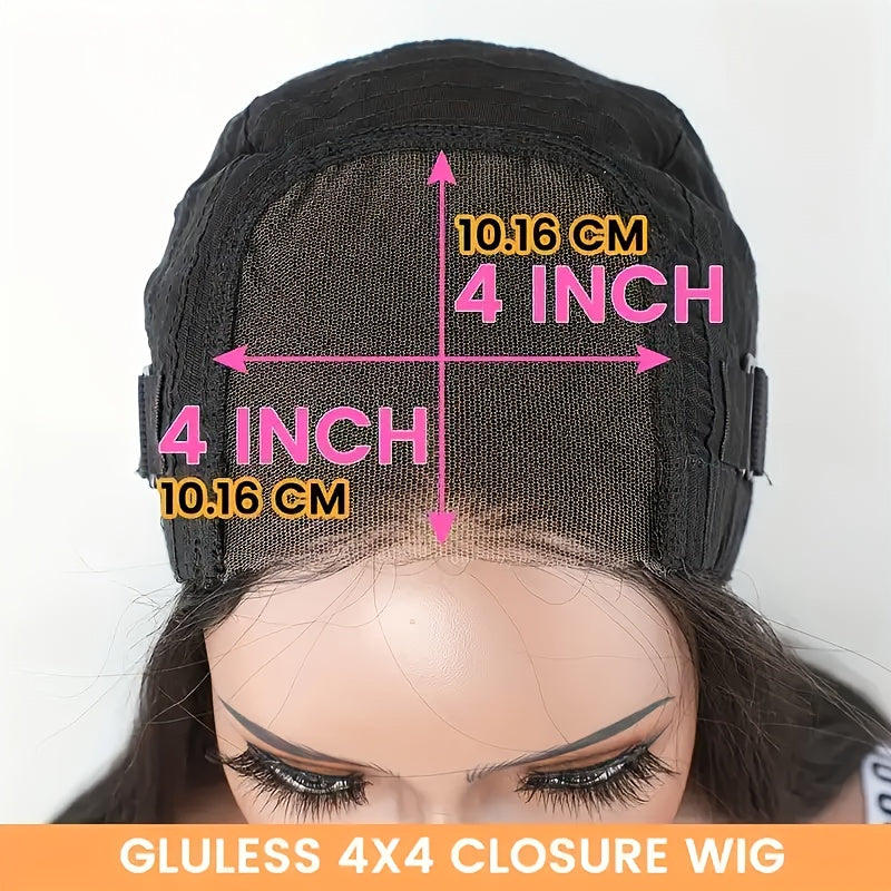 180% Density 4x4 HD Transparent Lace Front Wig - 40" Long Brazilian Virgin Human Hair #1B Afro Curly/Kinky Deep Wavy Wig with Tiny Knots, Glueless Pre-Cut & Pre-Plucked Baby Hair for Women of All Ethnicities, Natural Hairpiec